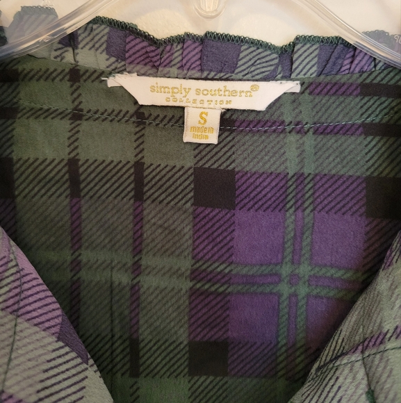 Nwt southern green and blue plaid buttondown shirtdress - Picture 3 of 3